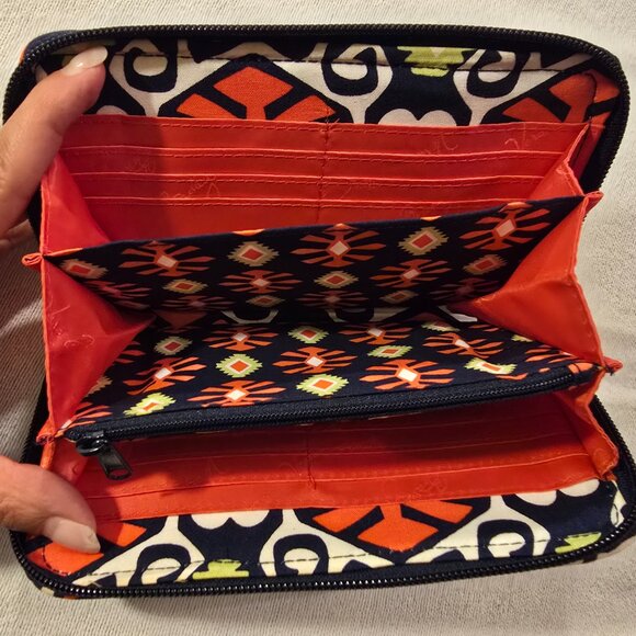 Vera Bradley NEW Wallet Sun Valley Retired Navy Orange Lime Zippered Closure NWT - Picture 13 of 13